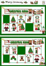 English Worksheet: CHRISTMAS BINGO