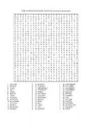 English Worksheet: Time Expressions Word Search