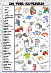 Kitchen utensils vocabulary with reading - ESL worksheet by silviamontra