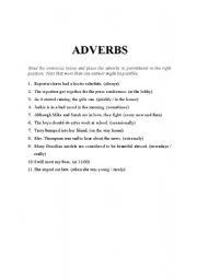 English Worksheet: Adverbs