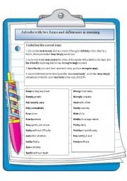 English Worksheet: adverbs with two forms