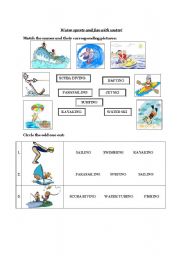 English worksheet: water sports