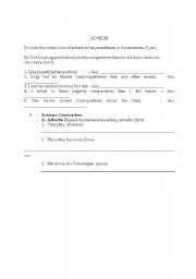 English worksheet: ADVERB and senstence writing...