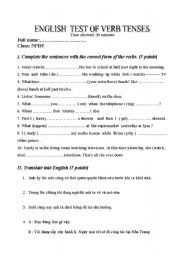 English worksheet: English test