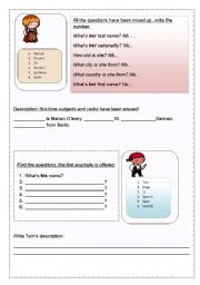 English Worksheet: his, her, is