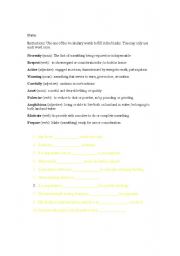 English Worksheet: Vocabulary Handout