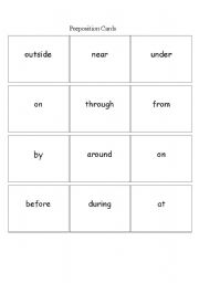 English worksheet: preposition-cards-1