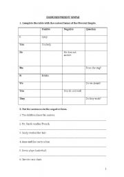 English Worksheet: Elementary level exercises on the present simple