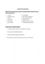 English worksheet: Seventh Grade Quiz
