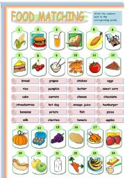 FOOD MATCHING EXERCISE - ESL worksheet by roalmeida