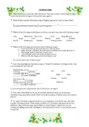 English Worksheet: Christmas songs discussion and Fairytale of New York, by the Pogues