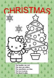 English Worksheet: Kitty christmas to colour
