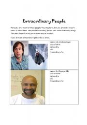 English Worksheet: Extraordinary people