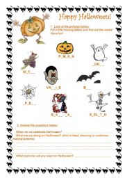 English Worksheet: Funny Halloween Worksheet