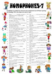 Homophones-7 (Editable with Answer Key)