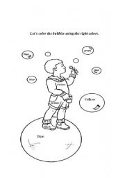 English worksheet: Color the Bubbles