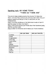 English worksheet: my hometown