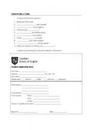 English Worksheet: Completing a form