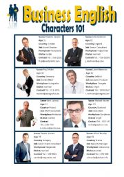 Business English - Characters 101 - Male and Female - Elementary Speaking - Group Activity and Role Play - Introduction