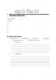 English Worksheet: family members and Jobs