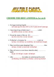 English Worksheet: multiple choice