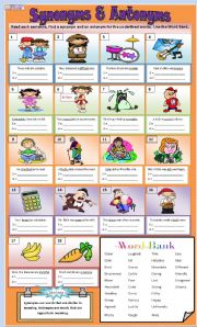 Synonyms and Antonyms Worksheet