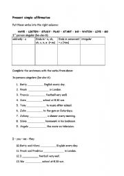 English Worksheet: Present simple for children