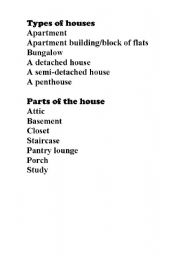 English Worksheet: houses