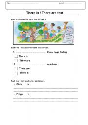 English Worksheet: there is; there are 