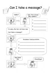 English Worksheet: Phone Dictation - Can I take a message?