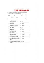 English Worksheet: possesive pronoun