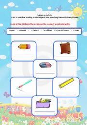 English Worksheet: school object