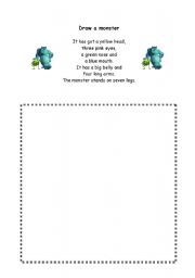 English Worksheet: Draw a monster