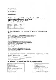 English Worksheet: Activities for the song pennylane
