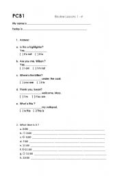 English worksheet: to be and time