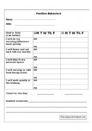 English worksheet: Behavior Form