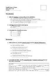 English worksheet: English Exam for 3rd year Secondary Education (PDC)