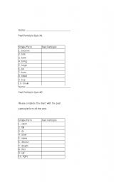 English worksheet: Past Participle Quiz