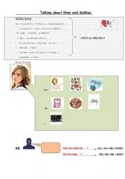 English worksheet: Celebrities likes and dislikes N2