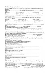 English Worksheet: Past perfect simple and continuous