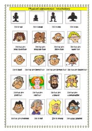 Physical appearance - Vocabulary - Synthesis - ESL worksheet by July ...