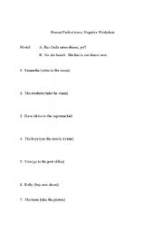 English Worksheet: Present Perfect Negative Worksheet 