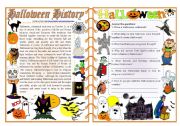 Halloween History - Reading Comprehension, Vocabulary & Grammar [2 pages] ***fully editable