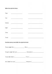 English Worksheet: Inflect the adjectives