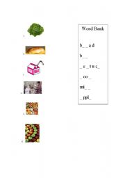 English worksheet: Food Vocabulary Matching Worksheet