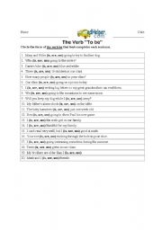 English Worksheet: verb to be(is, am ,are)