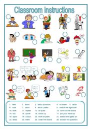 Classroom instructions, a labelling worksheet (editable)