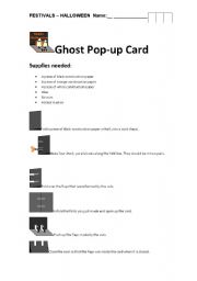 English Worksheet: My Ghost pop up card