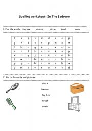 English Worksheet: In The Bedroom