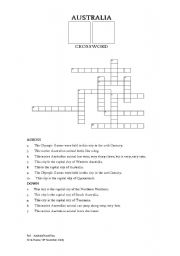 English Worksheet: Crossword Australia